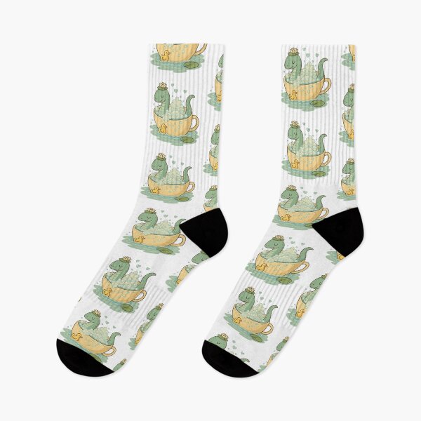 Item preview, Nessie & Tea Time – Cozy Cryptid in Bubble Bath Lake Scene designed and sold by SheepyDaily.