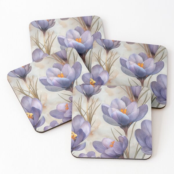 Item preview, watercolor-painted crocus flowers in lavender and violet tones designed and sold by Ekalininart.