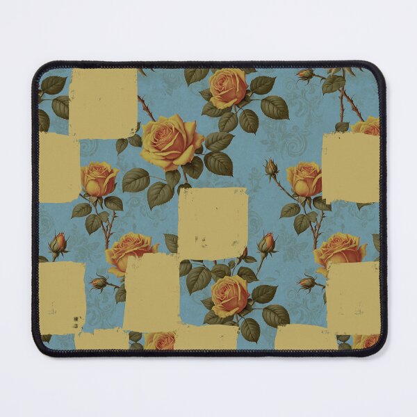 Item preview, Blue and Yellow Vintage Rose Checkerboard designed and sold by JJLosh.