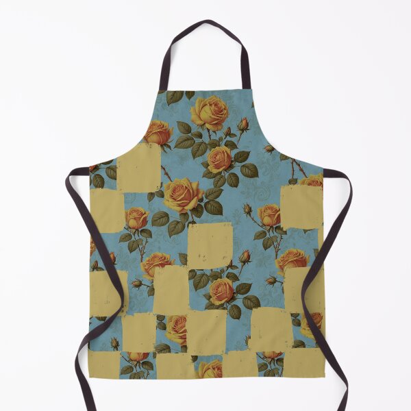 Item preview, Blue and Yellow Vintage Rose Checkerboard designed and sold by JJLosh.