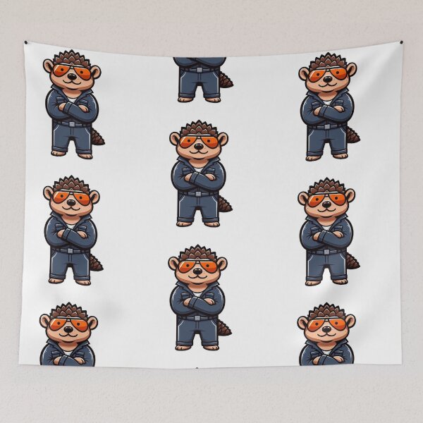 Item preview, Sly Cartoon Pangolin in Navy Jumpsuit and Orange Aviators – Armored Cool Vibes designed and sold by Confuzz1ed.