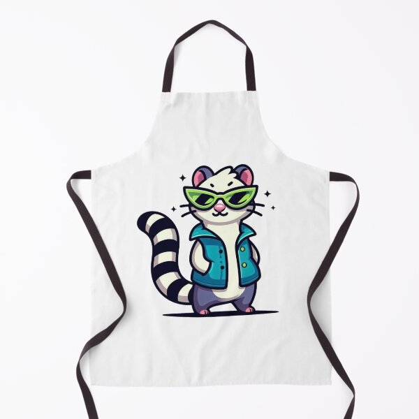 Item preview, Playful Cartoon Ferret in Indigo Vest and Lime Cat-Eye Shades – Whimsical Cool Look designed and sold by Confuzz1ed.