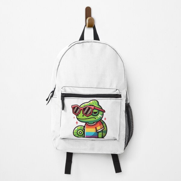 Item preview, Colorful Cartoon Chameleon in Rainbow Tee and Red Shades – Vivid Cool Camo designed and sold by Confuzz1ed.