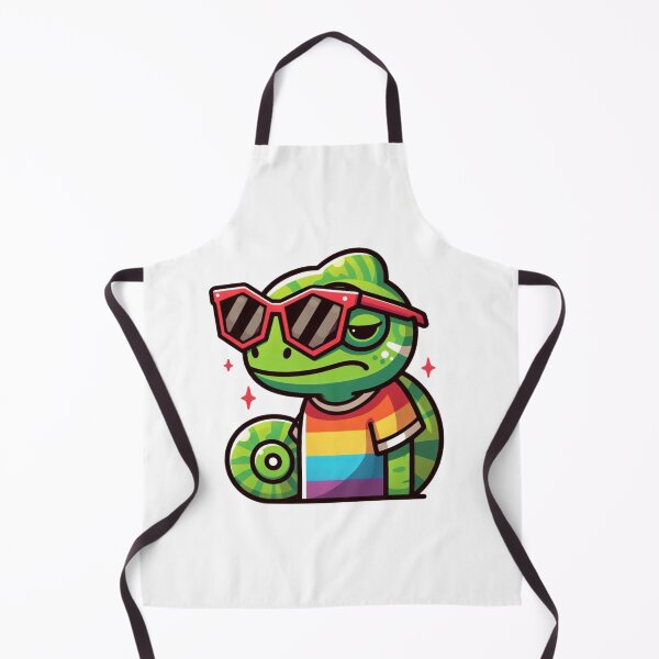 Item preview, Colorful Cartoon Chameleon in Rainbow Tee and Red Shades – Vivid Cool Camo designed and sold by Confuzz1ed.