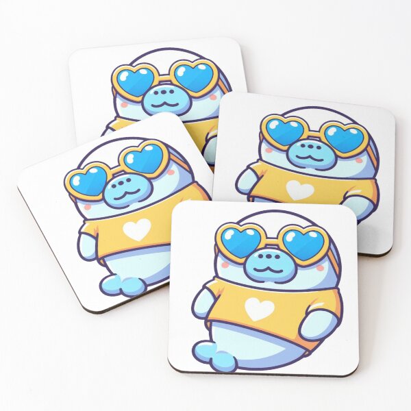 Item preview, Gentle Cartoon Manatee in Yellow Tee and Blue Heart Shades – Ocean Cool Look designed and sold by Confuzz1ed.