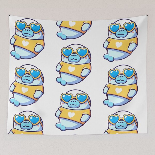 Item preview, Gentle Cartoon Manatee in Yellow Tee and Blue Heart Shades – Ocean Cool Look designed and sold by Confuzz1ed.