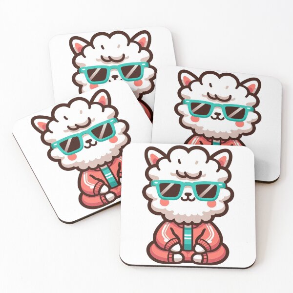 Item preview, Chill Cartoon Alpaca in Coral Tracksuit and Teal Shades – Fluffy Cool Vibes designed and sold by Confuzz1ed.