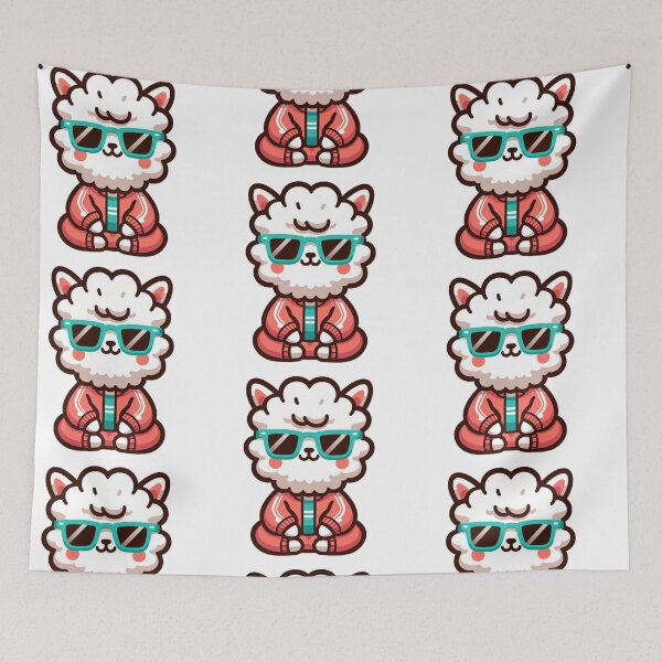 Item preview, Chill Cartoon Alpaca in Coral Tracksuit and Teal Shades – Fluffy Cool Vibes designed and sold by Confuzz1ed.