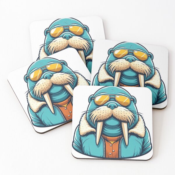 Item preview, Stylish Cartoon Walrus in Bomber Jacket and Yellow Aviators – Arctic Cool Icon designed and sold by Confuzz1ed.