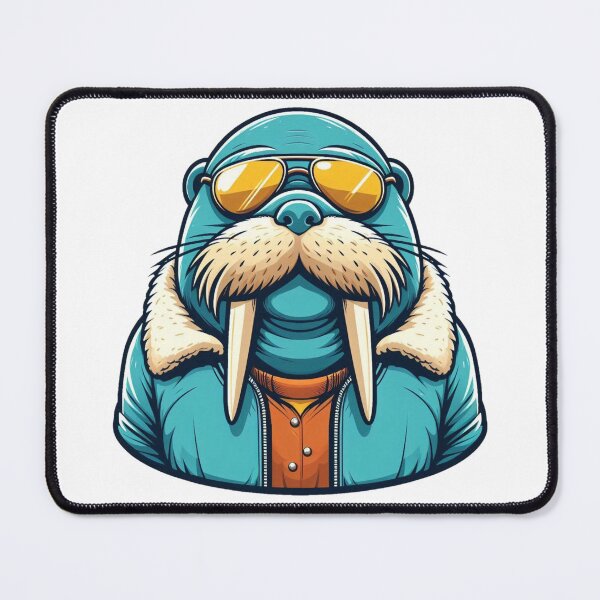 Item preview, Stylish Cartoon Walrus in Bomber Jacket and Yellow Aviators – Arctic Cool Icon designed and sold by Confuzz1ed.