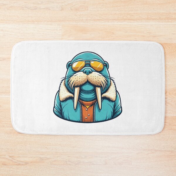 Item preview, Stylish Cartoon Walrus in Bomber Jacket and Yellow Aviators – Arctic Cool Icon designed and sold by Confuzz1ed.