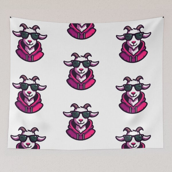 Item preview, Confident Cartoon Goat in Magenta Hoodie and Green Shades – Mountain Cool Style designed and sold by Confuzz1ed.