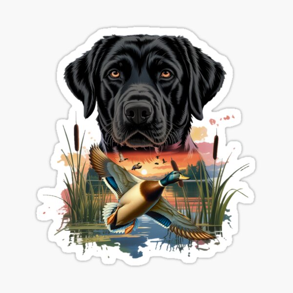 Item preview, Black Labrador and Flying Mallard Sunrise designed and sold by LifeCrush.