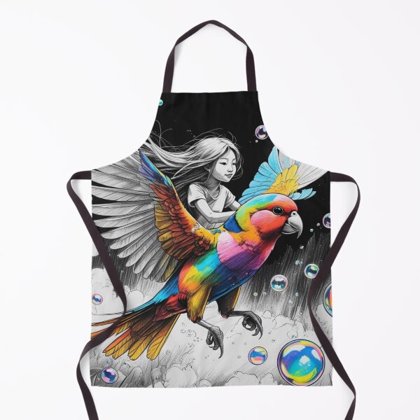 Item preview, Girl Riding a Colorful Bird designed and sold by AlinaSCorner.