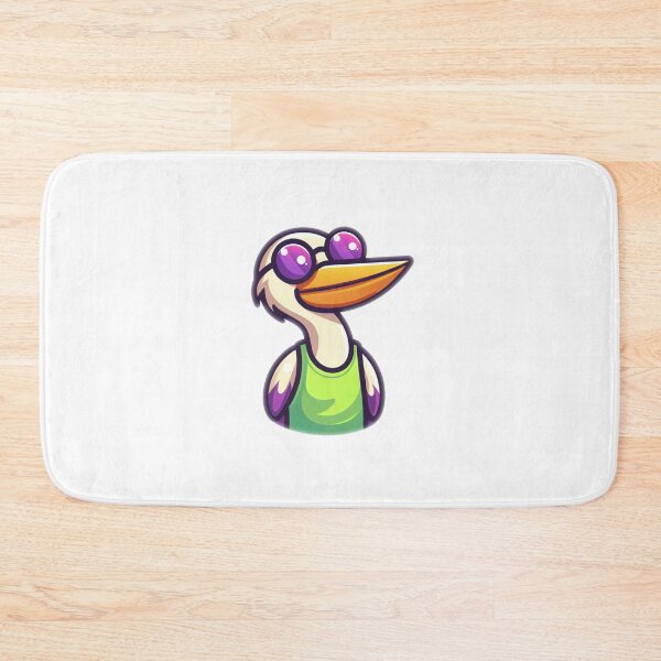 Item preview, Confident Cartoon Pelican in Green Tank and Purple Shades – Coastal Cool Style designed and sold by Confuzz1ed.