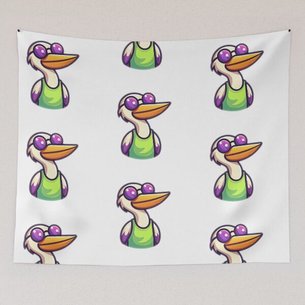 Item preview, Confident Cartoon Pelican in Green Tank and Purple Shades – Coastal Cool Style designed and sold by Confuzz1ed.