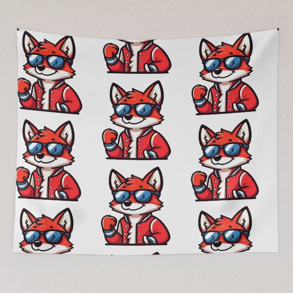 Item preview, Cocky Cartoon Fox in Varsity Jacket and Blue Shades – Classic Cool Confidence designed and sold by Confuzz1ed.