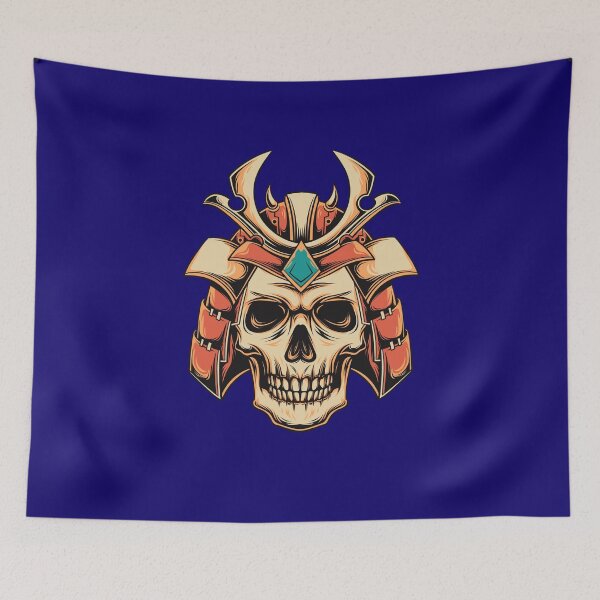 Item preview, Samurai skull 2 with helmet oriental mythology designed and sold by Joncasmiart.