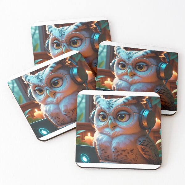 Item preview, Charming Owl with Headphones - Cozy Study Vibes designed and sold by MINSET WEAR ® – Born from Mindset, Built on Discipline..