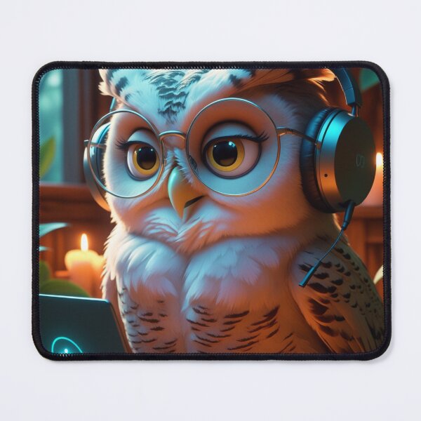 Item preview, Charming Owl with Headphones - Cozy Study Vibes designed and sold by MINSET WEAR ® – Born from Mindset, Built on Discipline..