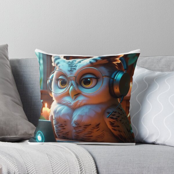 Item preview, Charming Owl with Headphones - Cozy Study Vibes designed and sold by MINSET WEAR ® – Born from Mindset, Built on Discipline..