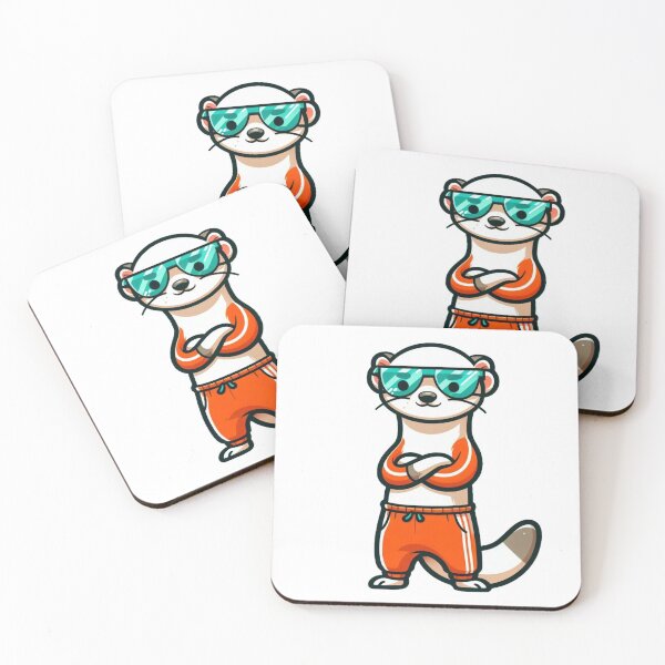 Item preview, Mischievous Cartoon Ferret in Track Pants and Teal Shades – Street Cool Attitude designed and sold by Confuzz1ed.