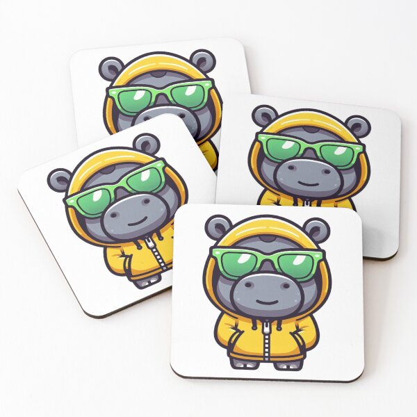Item preview, Cartoon Hippo in Hoodie and Green Shades – Big Cool Energy designed and sold by Confuzz1ed.