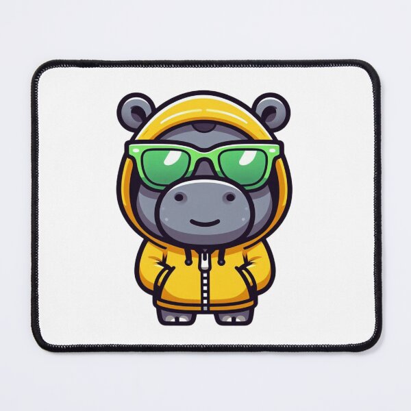 Item preview, Cartoon Hippo in Hoodie and Green Shades – Big Cool Energy designed and sold by Confuzz1ed.