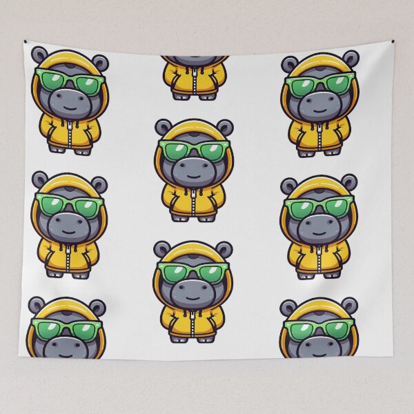 Item preview, Cartoon Hippo in Hoodie and Green Shades – Big Cool Energy designed and sold by Confuzz1ed.