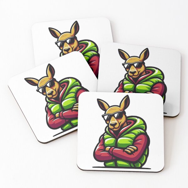 Item preview, Cartoon Kangaroo in Neon Vest and Red Shades – Bouncy Cool Vibes designed and sold by Confuzz1ed.
