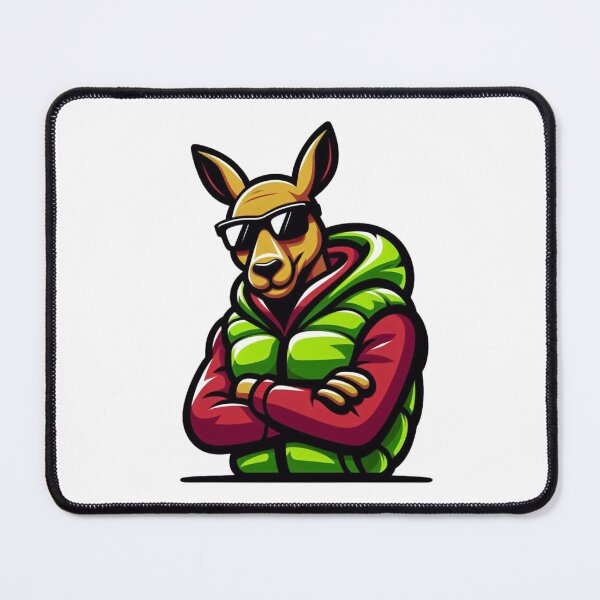 Item preview, Cartoon Kangaroo in Neon Vest and Red Shades – Bouncy Cool Vibes designed and sold by Confuzz1ed.