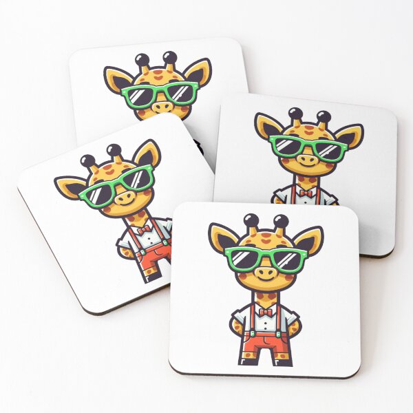 Item preview, Quirky Cartoon Giraffe in Suspenders and Lime Shades – Tall and Trendy Look designed and sold by Confuzz1ed.