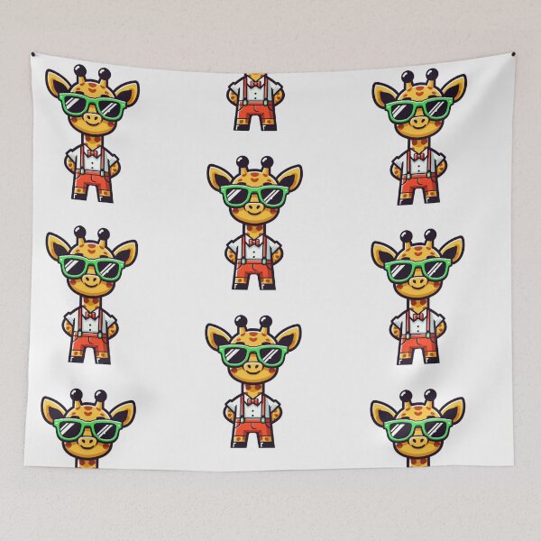 Item preview, Quirky Cartoon Giraffe in Suspenders and Lime Shades – Tall and Trendy Look designed and sold by Confuzz1ed.