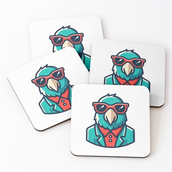 Item preview, Bold Cartoon Parrot in Jacket and Red Shades – Tropical Cool Bird Art designed and sold by Confuzz1ed.