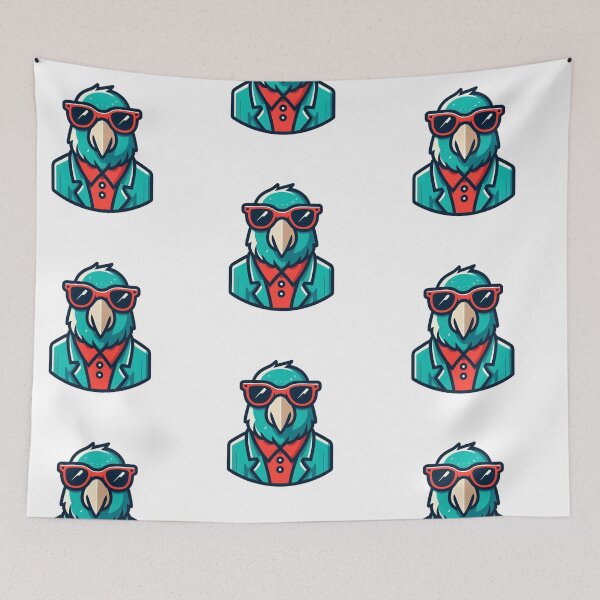 Item preview, Bold Cartoon Parrot in Jacket and Red Shades – Tropical Cool Bird Art designed and sold by Confuzz1ed.