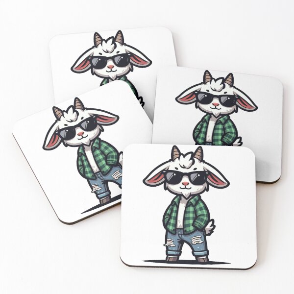 Item preview, Trendy Cartoon Goat in Flannel and Shades – Hipster Animal Vibes designed and sold by Confuzz1ed.