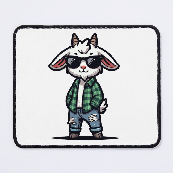 Item preview, Trendy Cartoon Goat in Flannel and Shades – Hipster Animal Vibes designed and sold by Confuzz1ed.