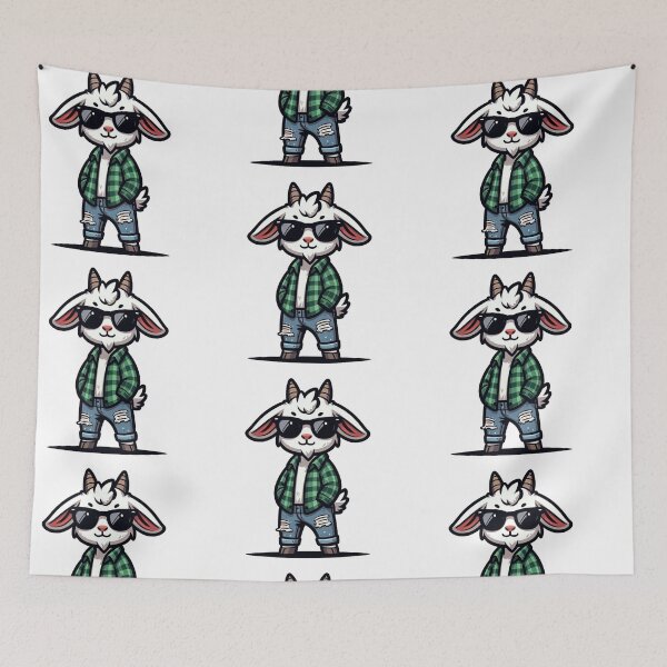 Item preview, Trendy Cartoon Goat in Flannel and Shades – Hipster Animal Vibes designed and sold by Confuzz1ed.