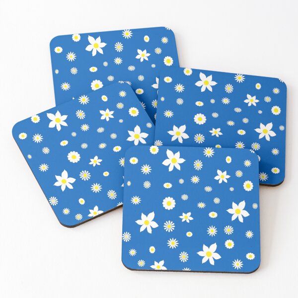Item preview, White and Yellow Daisies on Blue designed and sold by JeanKellyPhoto.