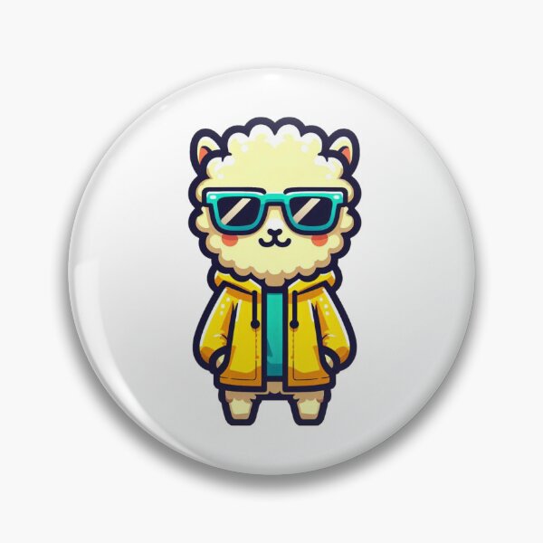 Item preview, Cheeky Cartoon Alpaca in Windbreaker and Teal Shades – Cool Llama Vibes designed and sold by Confuzz1ed.