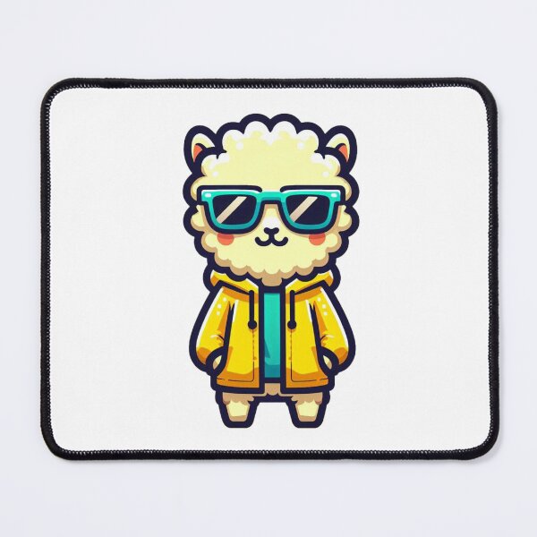 Item preview, Cheeky Cartoon Alpaca in Windbreaker and Teal Shades – Cool Llama Vibes designed and sold by Confuzz1ed.