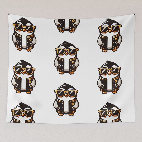 Item preview, Cool Cartoon Penguin in Varsity Jacket and Orange Shades – Confident Bird Style designed and sold by Confuzz1ed.