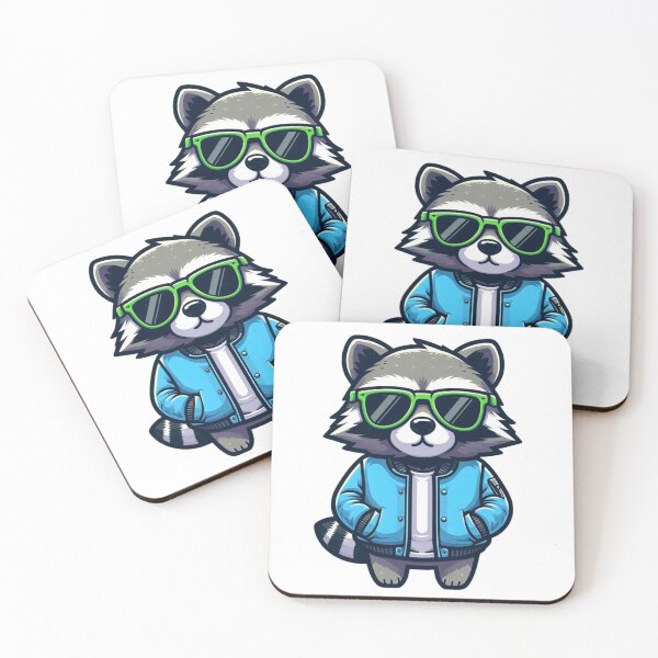 Item preview, Cartoon Raccoon in Bomber Jacket and Lime Shades – Street-Style Animal Art designed and sold by Confuzz1ed.