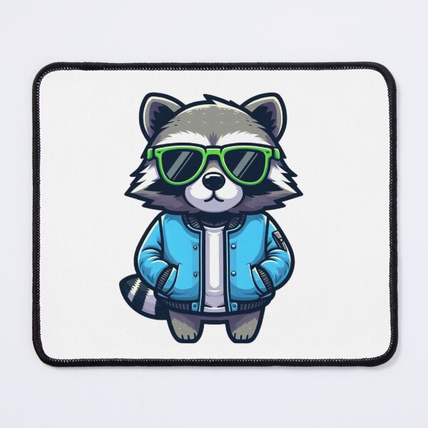 Item preview, Cartoon Raccoon in Bomber Jacket and Lime Shades – Street-Style Animal Art designed and sold by Confuzz1ed.