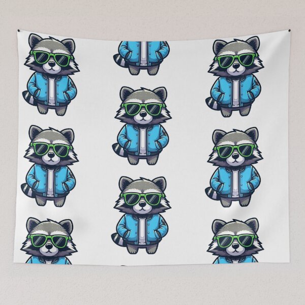 Item preview, Cartoon Raccoon in Bomber Jacket and Lime Shades – Street-Style Animal Art designed and sold by Confuzz1ed.