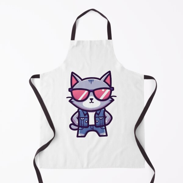 Item preview, Sassy Cartoon Cat in Denim Vest and Purple Shades – Cool Kitty Attitude designed and sold by Confuzz1ed.