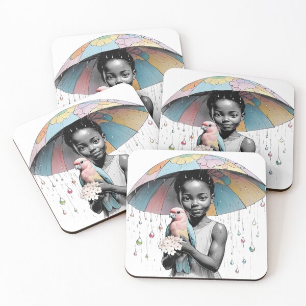 Item preview, Girl With a Parrot and a Colorful Umbrella  designed and sold by AlinaSCorner.