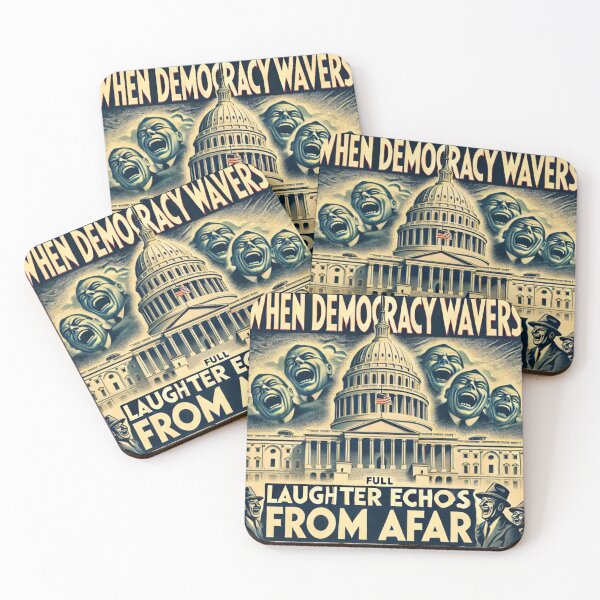 Item preview, Satirical Political Art Poster - "When Democracy Wavers" Capitol Building Design designed and sold by freackly.
