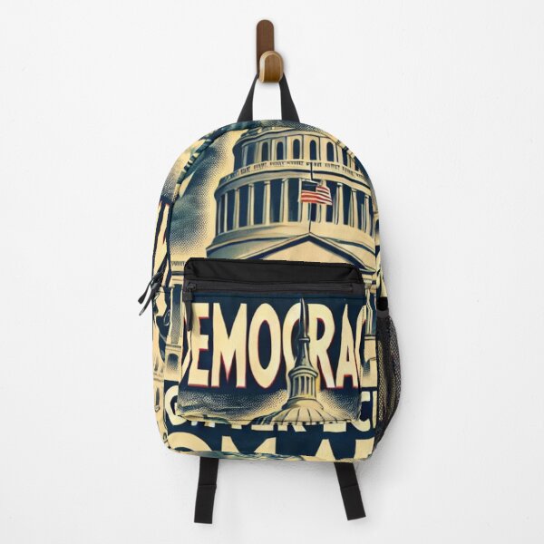 Item preview, Satirical Political Art Poster - "When Democracy Wavers" Capitol Building Design designed and sold by freackly.
