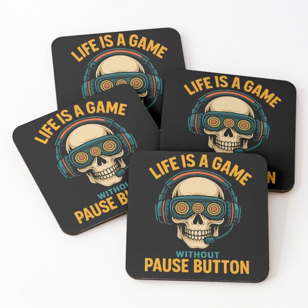 Item preview, "Gaming Skull with VR Headset – Life Is a Game No Pause Button Quote for Gamers" designed and sold by BmCraftPT.